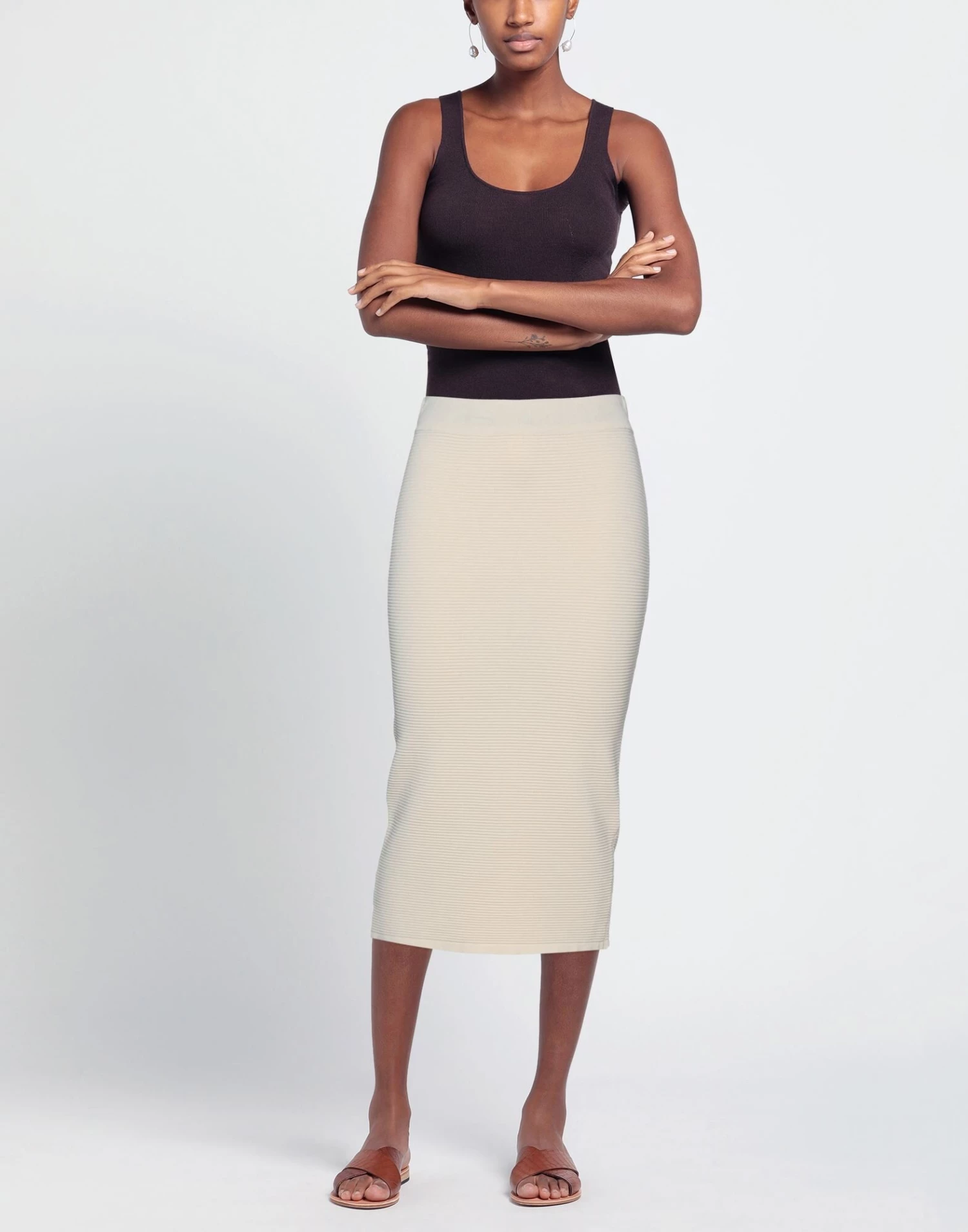 EMMA & GAIA Midi Skirt For Women Beige - Image 2