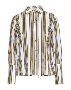EMMA & GAIA Striped Shirt For Women Ocher