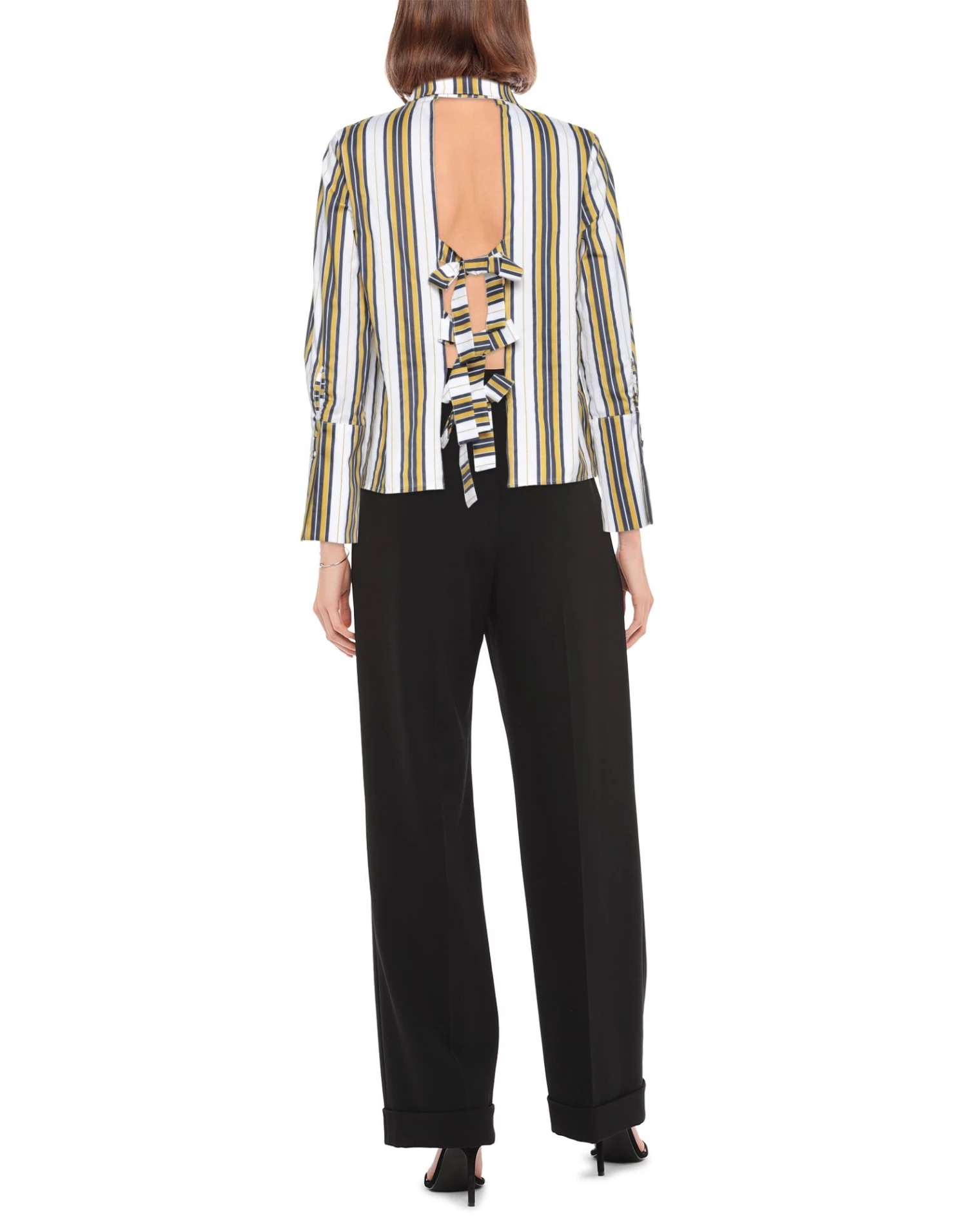 EMMA & GAIA Striped Shirt For Women Ocher - Image 3