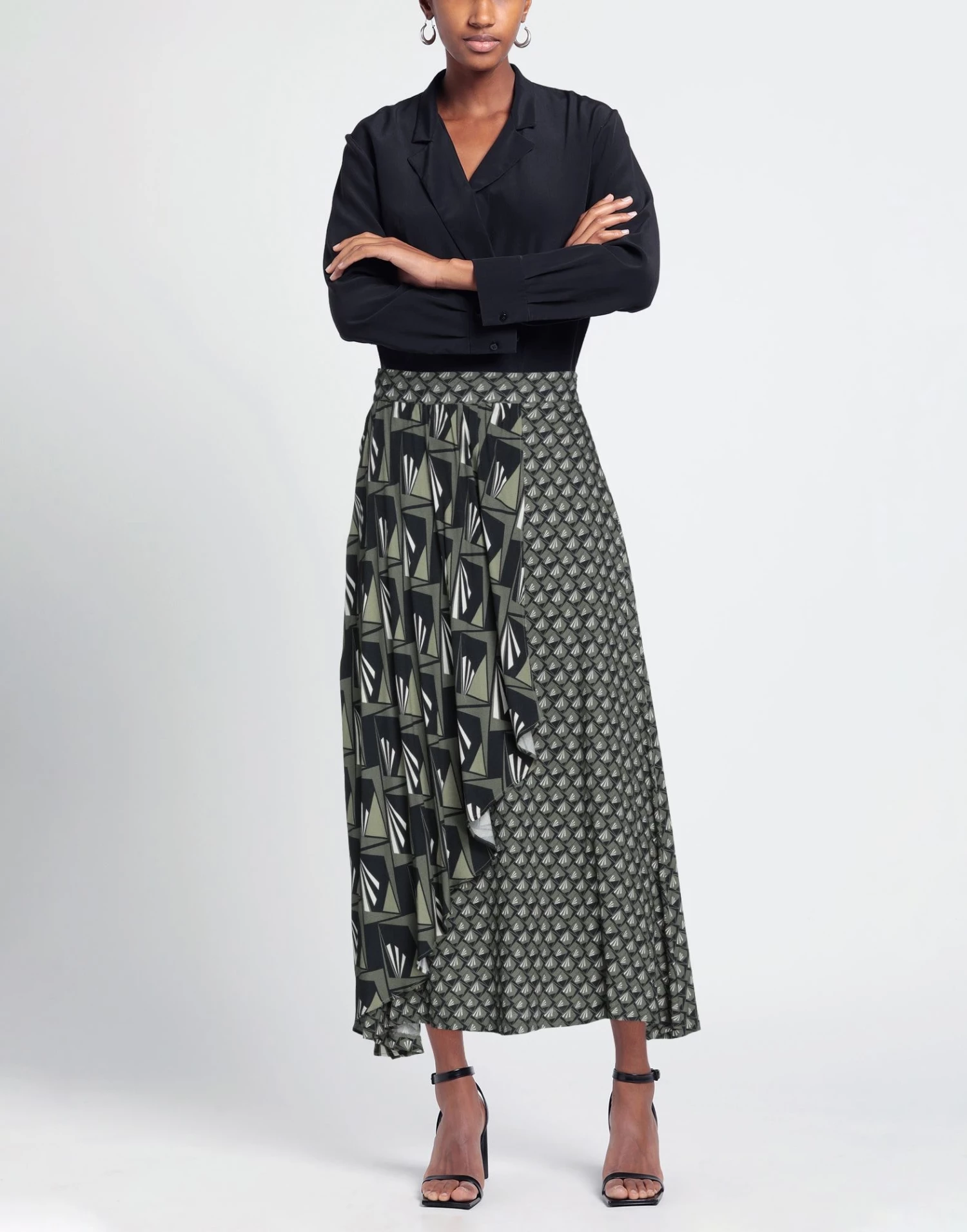EMMA & GAIA Maxi Skirts For Women Military Green - Image 2