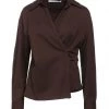 EMMA & GAIA Solid Color Shirts & Blouses For Women Beige