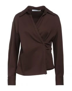 EMMA & GAIA Solid Color Shirts & Blouses For Women Beige