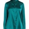 EMMA & GAIA Solid Color Shirts & Blouses For Women Deep Jade